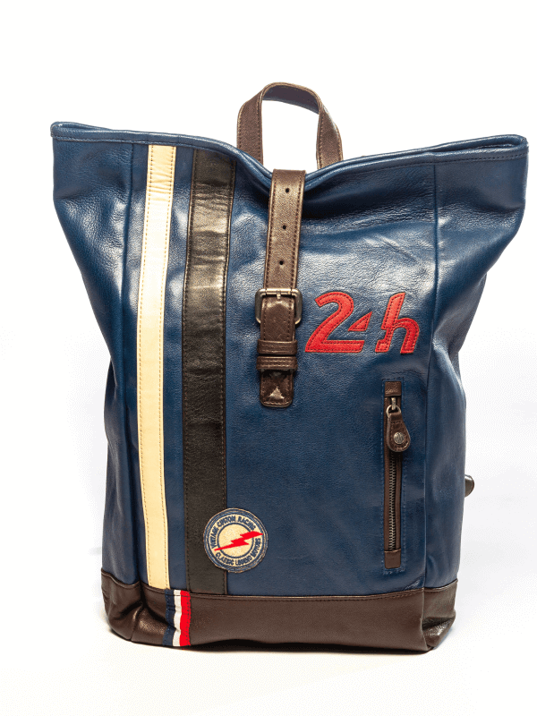 24H Le Mans Leather Backpack - Royal Blue