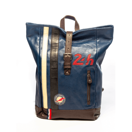 24H Le Mans Leather Backpack - Royal Blue