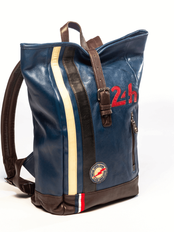 24H Le Mans Leather Backpack - Royal Blue