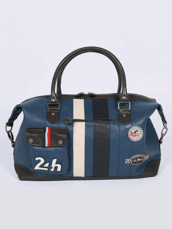 Bolsa de fin de semana Le Mans - Piel azul real 48hrs