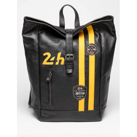24H Le Mans Backpack in Black Leather - Fernand