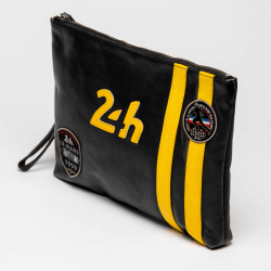 24h Le Mans black leather clutch bag - Paul