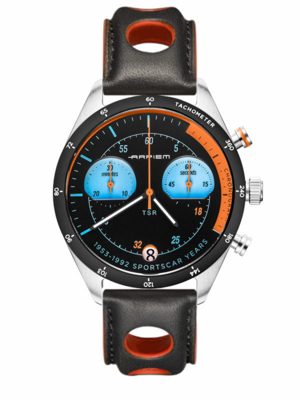 Relógio Arpiem Tribute TSR com bracelete em pele preta e laranja