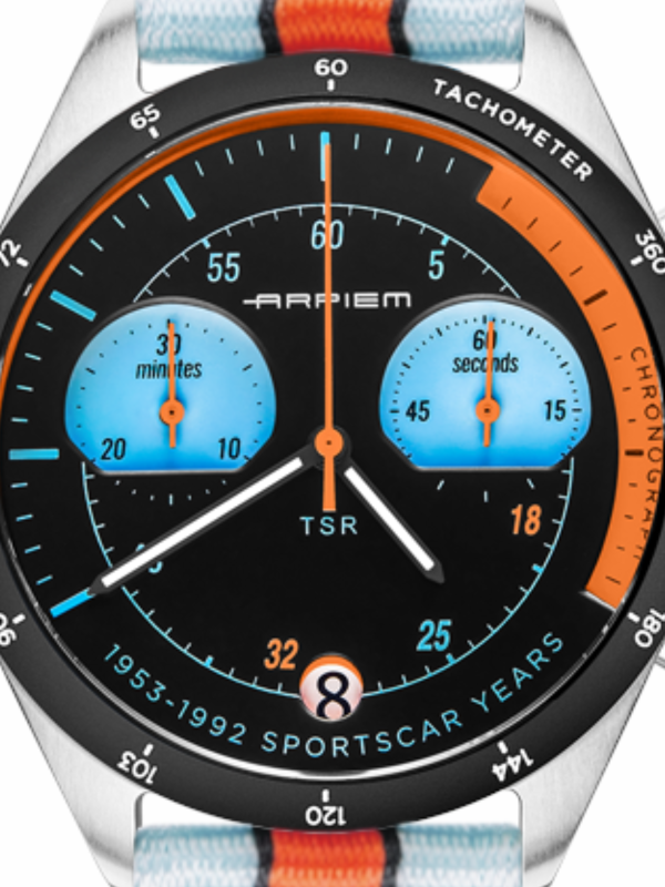 Arpiem Tribute TSR horloge met zwarte en oranje leren band