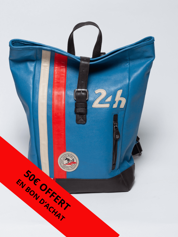 24H Le Mans Leather Backpack - Azul Gitane