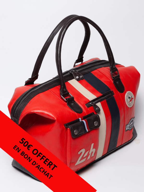 Le Mans weekend bag - bright red leather 72h