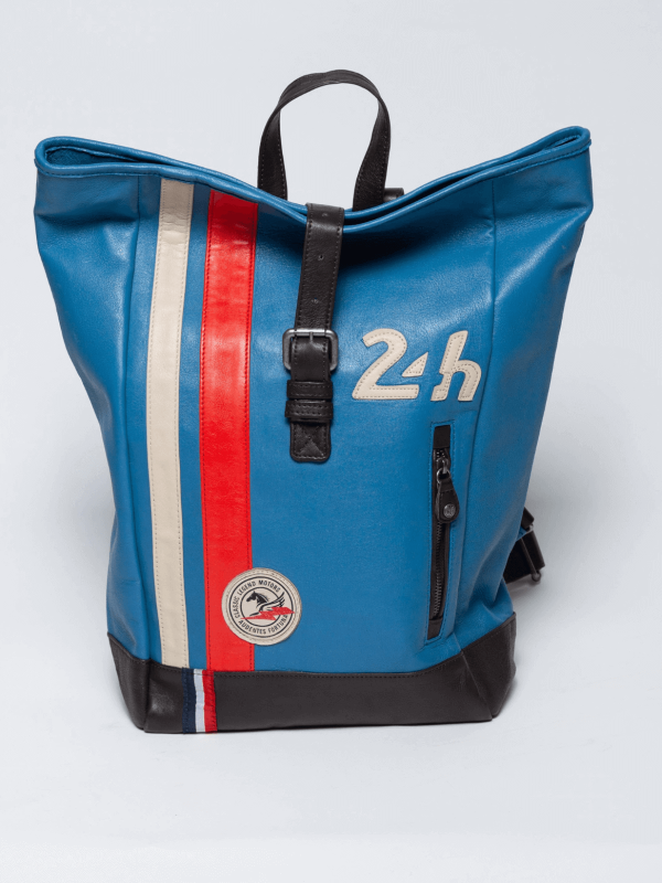 Sac à Dos 24H Le Mans en Cuir - Bleu Gitane