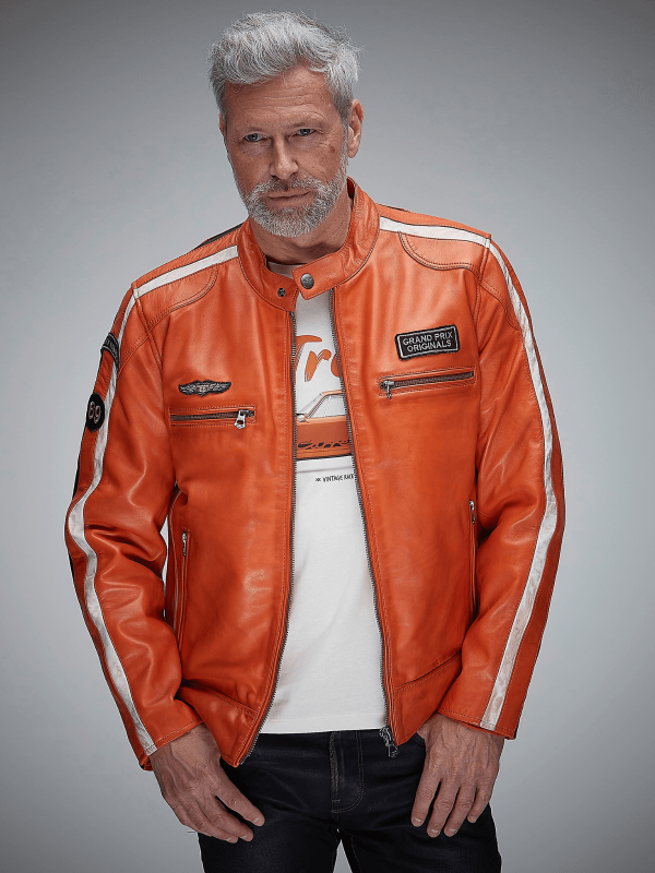 Blouson Cuir GPO Classic Orange