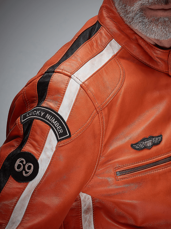 Blouson Cuir GPO Classic Orange