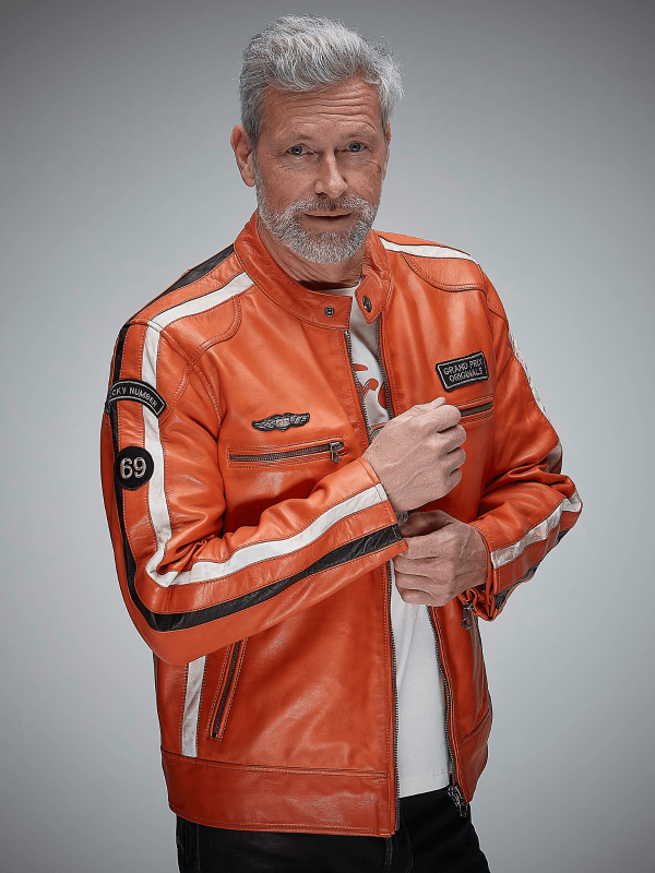 Blouson Cuir GPO Classic Orange