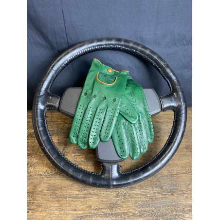 Driving Gloves - LEATHER - Green and Camel