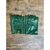 Driving Mittens - LEATHER - Green and Camel