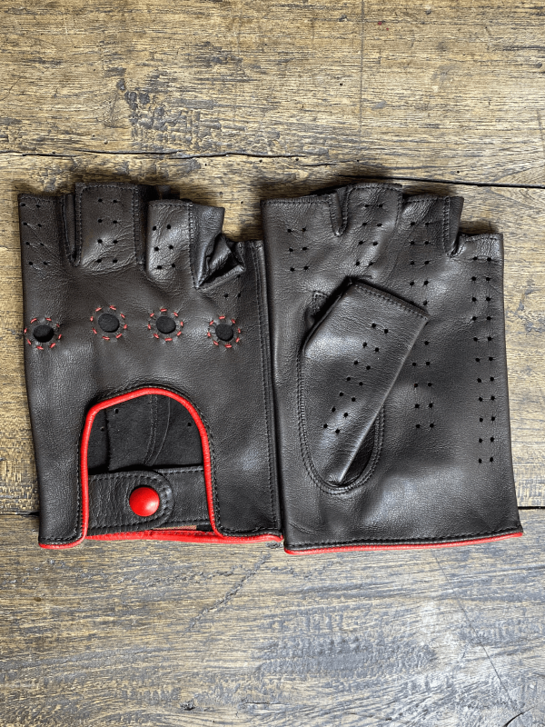 Driving Mittens - LEATHER - Brown and Red