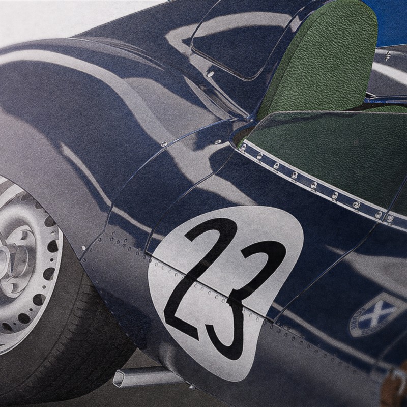 Cartaz Jaguar D-Type Ecurie Ecosse - 12h de Reims 1956. Edição limitada