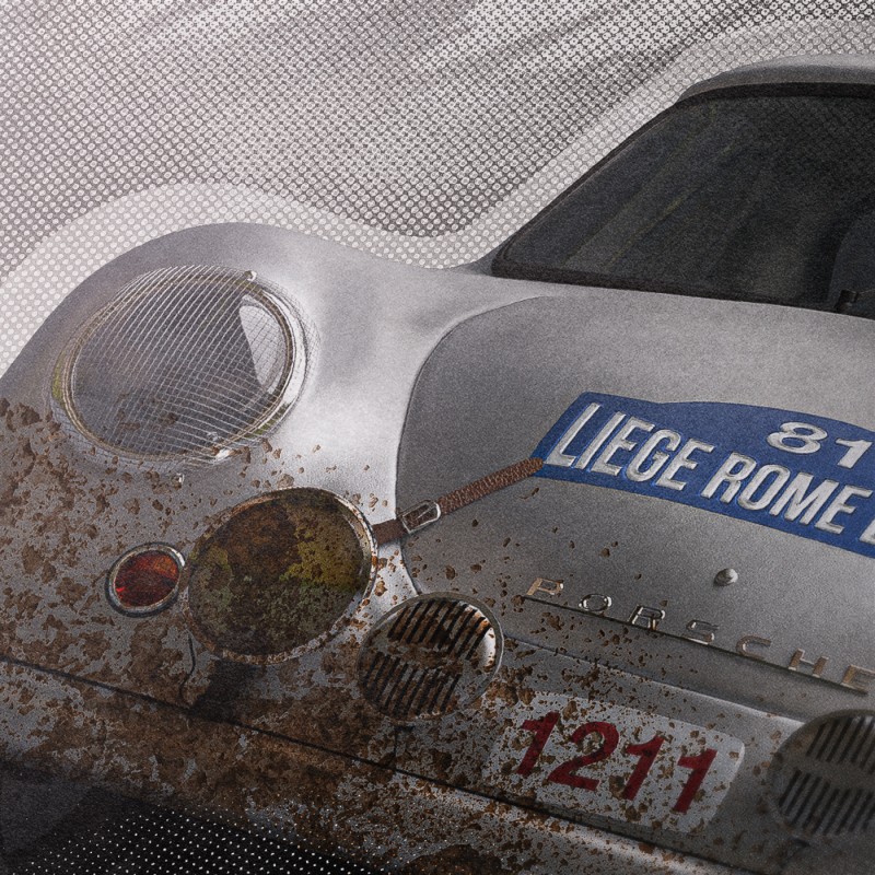 Affiche Porsche 356SL – Helmut Polensky-Walter Schlüter – Liège-Rome-Liège 1952. Limited edition