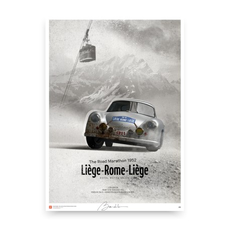 Porsche 356SL - Helmut Polensky-Walter Schlüter - Liège-Roma-Liège 1952. Edição limitada