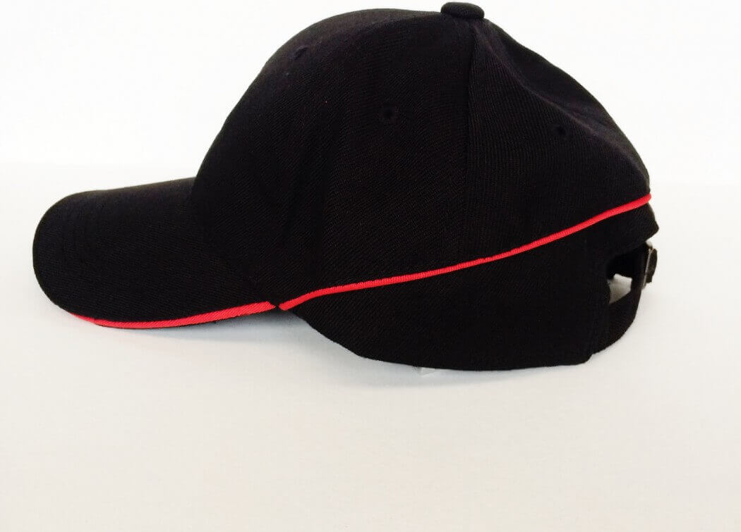 Casquette MG noir bande rouge